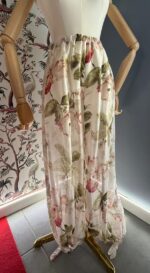 Pantalone Floreale con Dettaglio in Pizzo