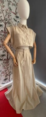 Completo Lumina Gonna Lunga e Camicia Oversize Sabbia – Made in Italy - Image 3