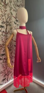 Abito Satinato con Frange Fucsia Please – Made in Italy
